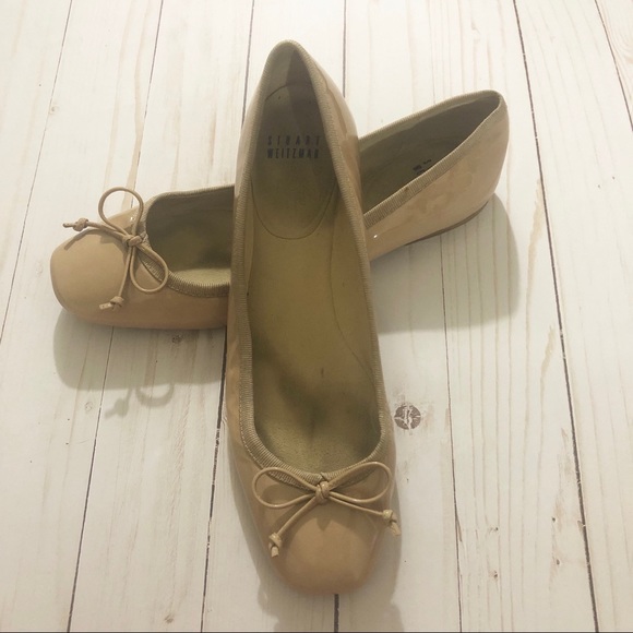 tan patent leather flats